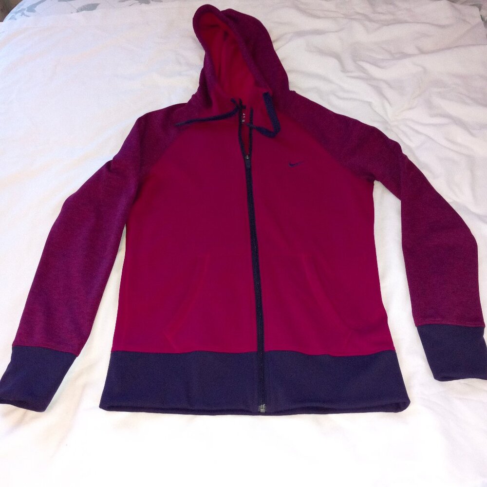 Nike Hoodie Therma-Fit Womens Size M Purple with Purple navy blue Sleeves